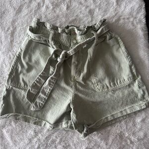 Zara Sage Green Paperbag Shorts